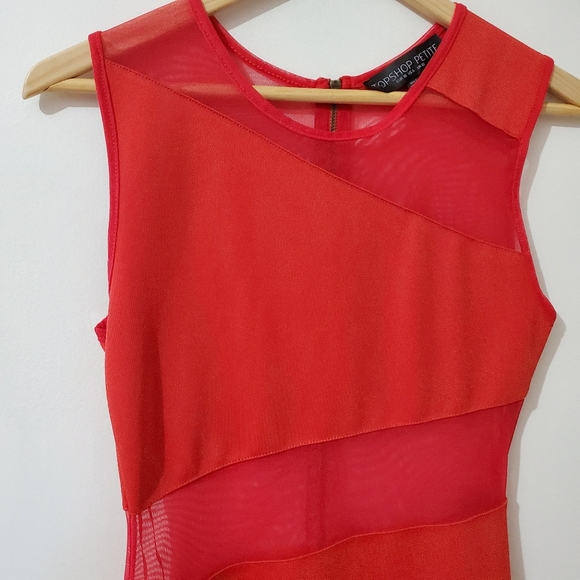 TOPSHOP Petite Bodycon Mini Dress Red Size 6P - Picture 2 of 6